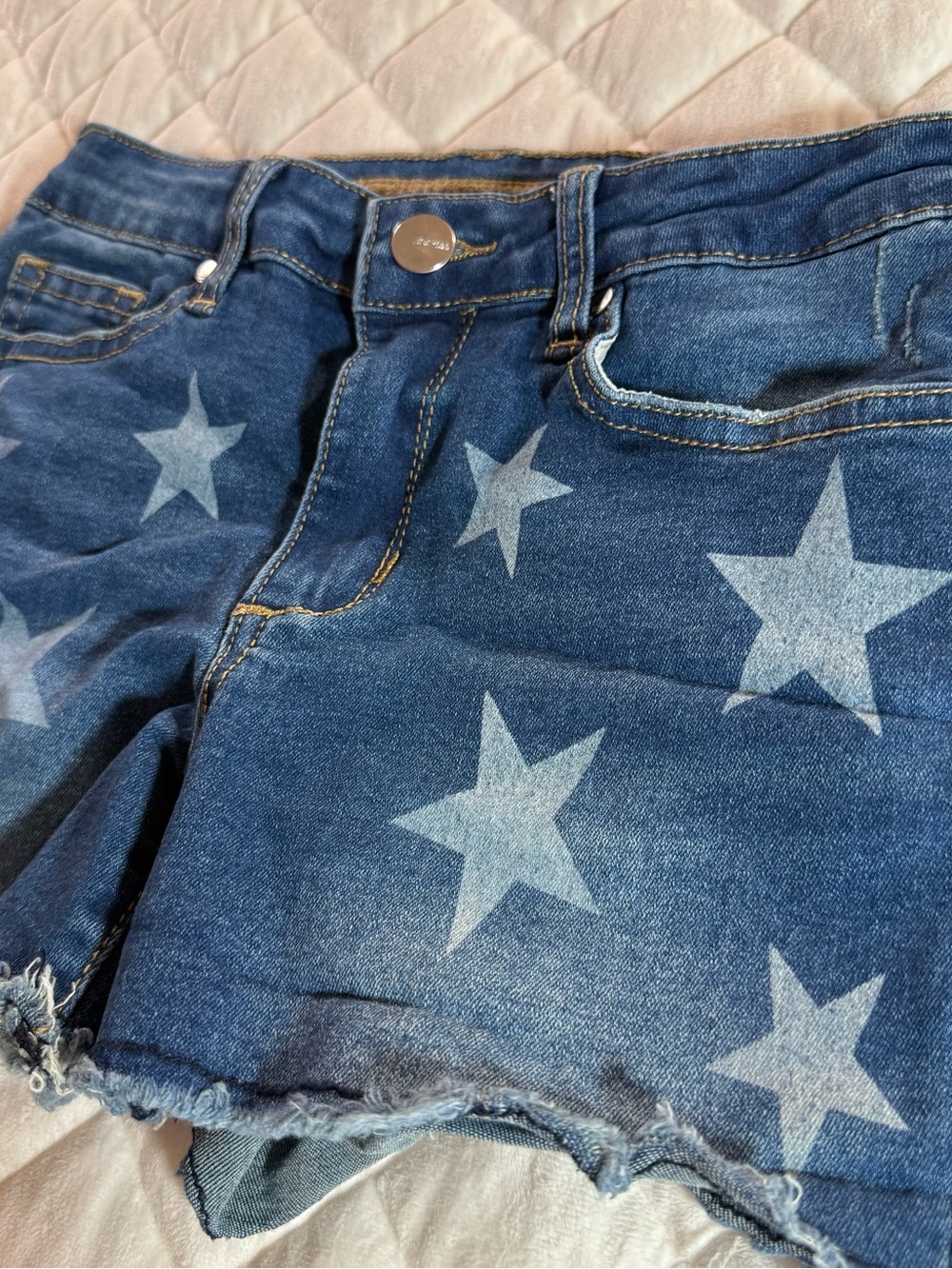 Joe's Jeans Girls Blue Star Print Frayed Denim Cutoff Shorts Size 14